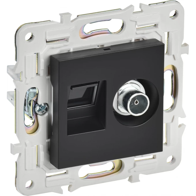 Розетка двойная IEK SKANDY SK-A14Bl TV+RJ45 кат.5E черный SK-AK20-1-K02 Розетка двойная IEK SKANDY SK-A14Bl TV+RJ45 кат.5E черный SK-AK20-1-K02