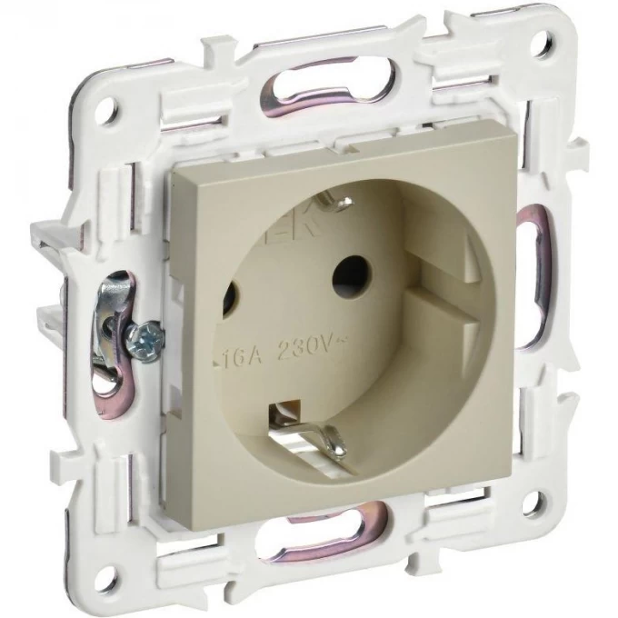 Розетка IEK SKANDY SK-R05B 16А с заземлением/без шторок, бежевый SK-R11-16-K10 Розетка IEK SKANDY SK-R05B 16А с заземлением/без шторок, бежевый SK-R11-16-K10