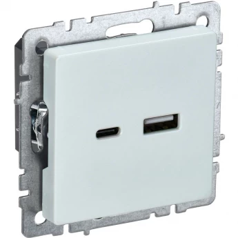 Розетка USB IEK BRITE A+C 18Вт РЮ11-1-БрЖ жемчуг
