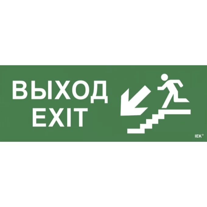 Самоклеящаяся этикетка IEK 240х90мм "Выход/лестница вниз/фигура" для ССА 1005 - LPC10-1-35-13-VLVNF Самоклеящаяся этикетка IEK 240х90мм "Выход/лестница вниз/фигура" для ССА 1005 - LPC10-1-35-13-VLVNF