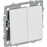 Выключатель проходной 2-клавишный IEK СП BRITE ВС10-2-6-БрАБ 1белый BR-V22-0-10-K91